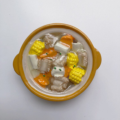 Rankų darbo dažytos saldžiųjų bulvių ir kukurūzų kiaulienos šonkauliukų sriuba 3D šaldytuvo magnetai turizmo suvenyrai šaldytuvo magnetiniai lipdukai