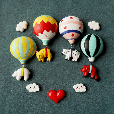 Nordic INS Cute Hot Air Balloon Fridge Magnet Διακόσμηση σπιτιού Μήνυμα Δημοσίευση Creative Animal Dog Bear Magnet Refrigerator Stick