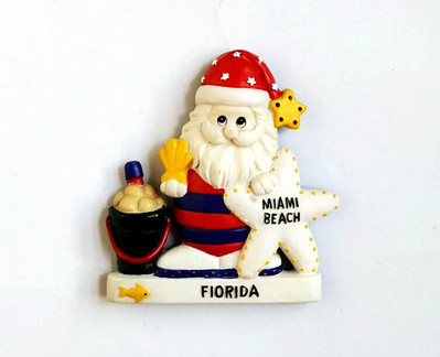 Ručne maľované 3D magnety na chladničku s motívom Santa Clausa z Floridy, turistické suveníry, magnetické nálepky na chladničku, darček