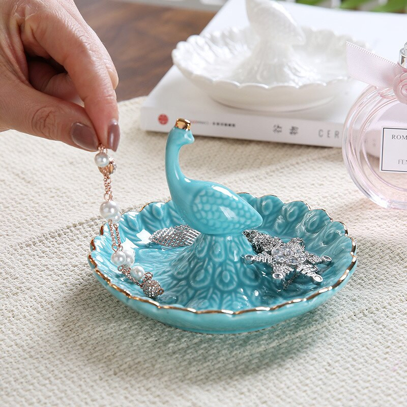 Európai multifunkcionális tárolótálca lakberendezési modern kerámia ékszer tányér Divat nappali dekoráció belső otthonra