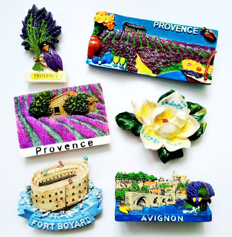 Ručno oslikana Francuska Provansa lavanda 3D magneti za hladnjak Turistički suveniri Magnetske naljepnice za hladnjake Uređenje doma
