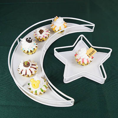 Eid Mubarak Dessert Plate Pastry Display Plate Iron Moon Star Поднос за сервиране на храна Eid Al Fitr Kareem Ramadan Decoration For Home