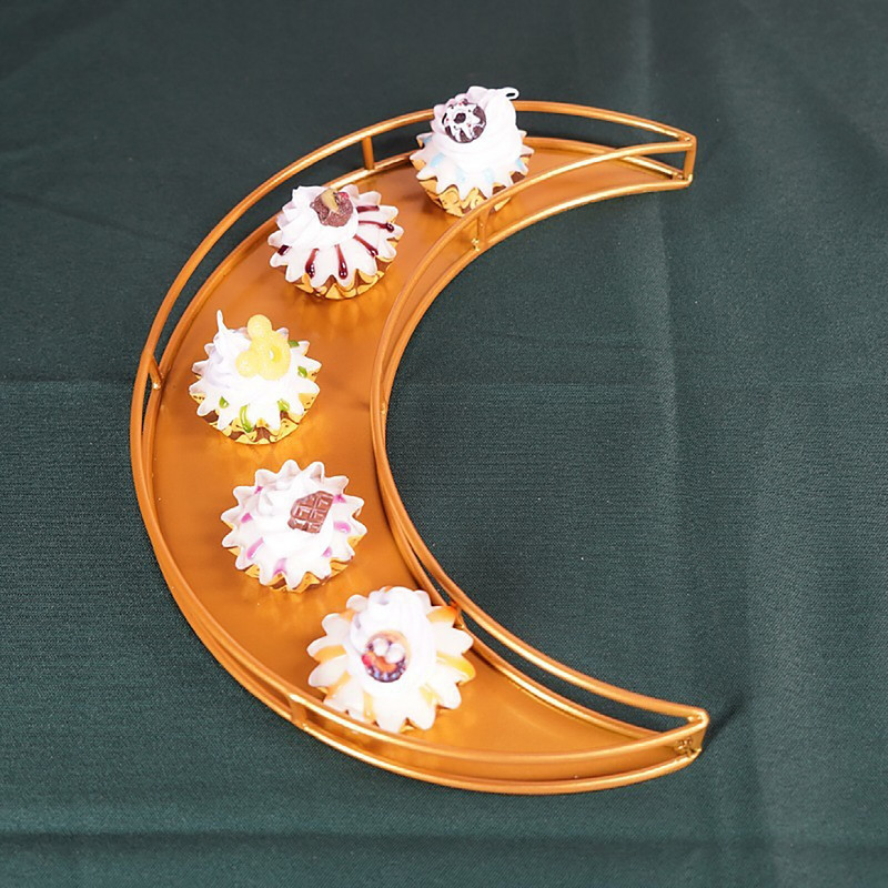 Eid Mubarak Dezertný tanier na pečivo, železný tanier na servírovanie jedla, mesiac a hviezda, Eid Al Fitr Kareem Ramadán Dekorácia pre domácnosť