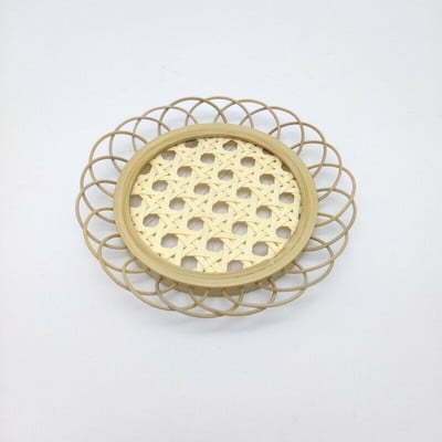 Šiaurietiško stiliaus rankų darbo bambuko puodelio kilimėlis Paprasti ir aplinkai nekenksmingi rankomis austi bambuko arbatos kilimėliai arbatos indai