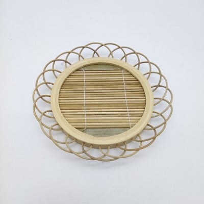 Šiaurietiško stiliaus rankų darbo bambuko puodelio kilimėlis Paprasti ir aplinkai nekenksmingi rankomis austi bambuko arbatos kilimėliai arbatos indai