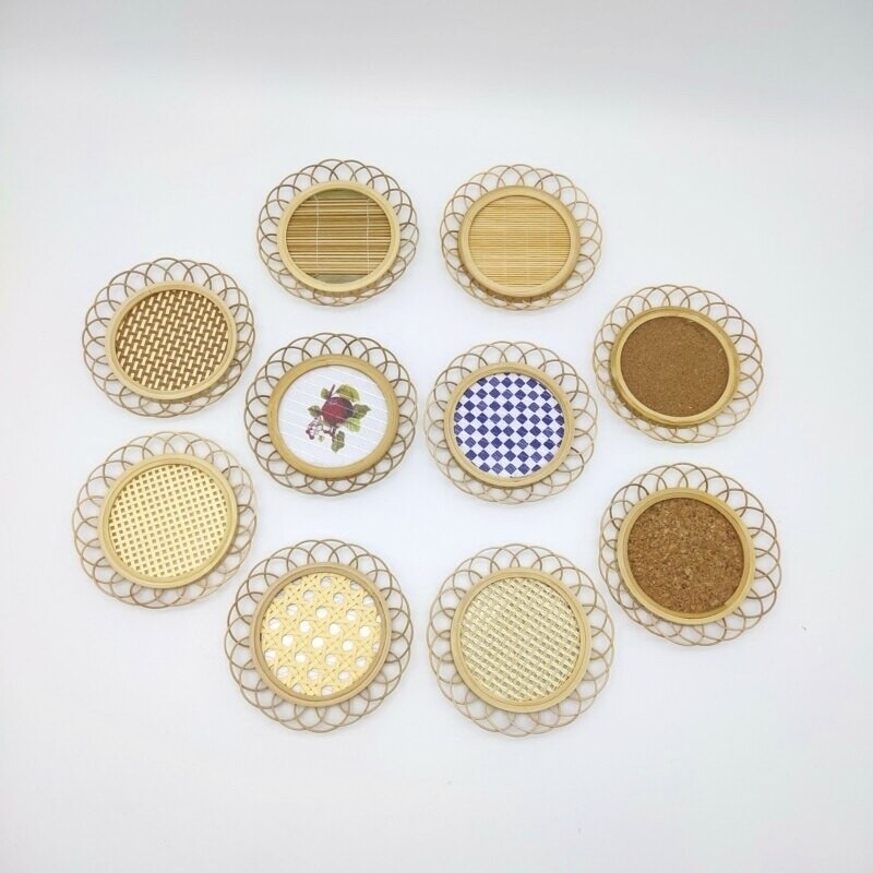 Šiaurietiško stiliaus rankų darbo bambuko puodelio kilimėlis Paprasti ir aplinkai nekenksmingi rankomis austi bambuko arbatos kilimėliai arbatos indai