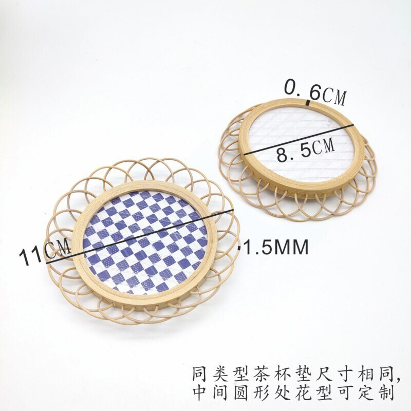 Šiaurietiško stiliaus rankų darbo bambuko puodelio kilimėlis Paprasti ir aplinkai nekenksmingi rankomis austi bambuko arbatos kilimėliai arbatos indai