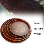 Medinis arbatos padėklas Apvalios formos medinis arbatos arbatos kavos užkandžiai maisto patiekalai serviravimo lėkštės restorano padėklai 21 cm / 24 cm / 27 cm / 30 cm