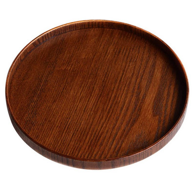 Medinis arbatos padėklas Apvalios formos medinis arbatos arbatos kavos užkandžiai maisto patiekalai serviravimo lėkštės restorano padėklai 21 cm / 24 cm / 27 cm / 30 cm