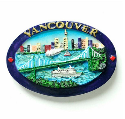Mapa Kanady, Vancouveru, Lions Gate Bridge, javorový list, 3D magnety na chladničku, cestovné suveníry, magnetické nálepky na chladničku, bytové dekorácie