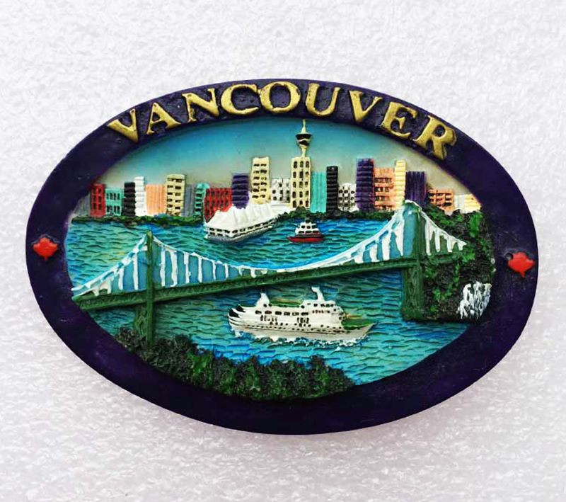 Mapa Kanady, Vancouveru, Lions Gate Bridge, javorový list, 3D magnety na chladničku, cestovné suveníry, magnetické nálepky na chladničku, bytové dekorácie
