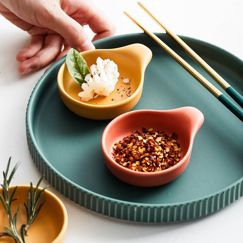 Farfurie de sos din ceramică de 50 ml, de culoare solidă, farfurie pentru sos pentru salată, pentru acasă, restaurant, veselă de bucătărie, mini tavă