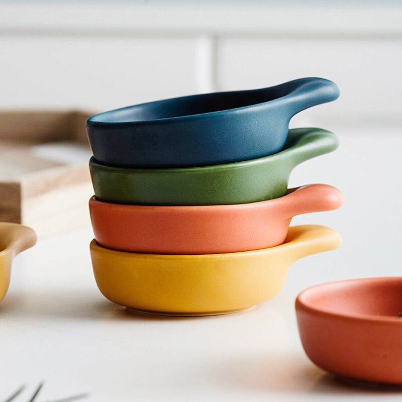 Farfurie de sos din ceramică de 50 ml, de culoare solidă, farfurie pentru sos pentru salată, pentru acasă, restaurant, veselă de bucătărie, mini tavă