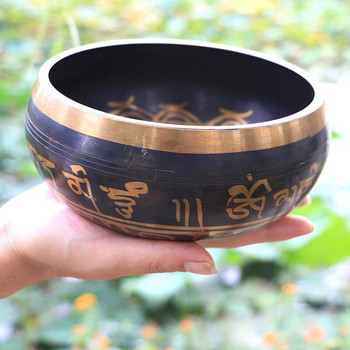 Пееща купа на Буда-ръчно изковани купи с гравиране-тибетска звукова купа Купа за йога медитация Медна купа Ръчно изработени купи със звук на Буда