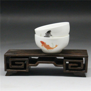 2 бр. Китайски сини и бели порцеланови чаши за чай Gongfu с рисувана риба