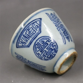 Китайски античен порцелан Qing Guangxu Glaze Червен модел за дълголетие Малка чаша за чай