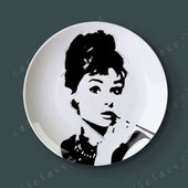 Slávna filmová, divadelná herečka Audrey Hepburn Dekoratívny tanier Abstraktný nástenný závesný tanier Remeselný tanier Domáca/hotelová dekorácia Veľkoobchod 8 palcov