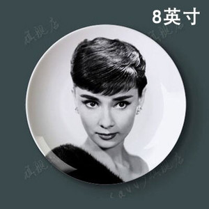 Slávna filmová, divadelná herečka Audrey Hepburn Dekoratívny tanier Abstraktný nástenný závesný tanier Remeselný tanier Domáca/hotelová dekorácia Veľkoobchod 8 palcov