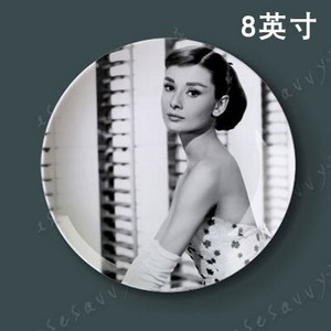 Slávna filmová, divadelná herečka Audrey Hepburn Dekoratívny tanier Abstraktný nástenný závesný tanier Remeselný tanier Domáca/hotelová dekorácia Veľkoobchod 8 palcov