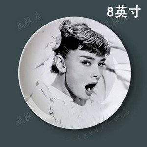 Slávna filmová, divadelná herečka Audrey Hepburn Dekoratívny tanier Abstraktný nástenný závesný tanier Remeselný tanier Domáca/hotelová dekorácia Veľkoobchod 8 palcov