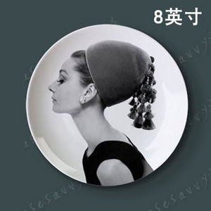 Slávna filmová, divadelná herečka Audrey Hepburn Dekoratívny tanier Abstraktný nástenný závesný tanier Remeselný tanier Domáca/hotelová dekorácia Veľkoobchod 8 palcov