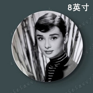 Slávna filmová, divadelná herečka Audrey Hepburn Dekoratívny tanier Abstraktný nástenný závesný tanier Remeselný tanier Domáca/hotelová dekorácia Veľkoobchod 8 palcov