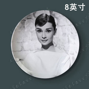 Slávna filmová, divadelná herečka Audrey Hepburn Dekoratívny tanier Abstraktný nástenný závesný tanier Remeselný tanier Domáca/hotelová dekorácia Veľkoobchod 8 palcov