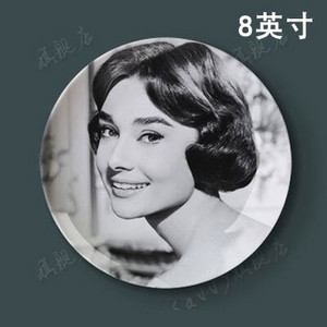 Slávna filmová, divadelná herečka Audrey Hepburn Dekoratívny tanier Abstraktný nástenný závesný tanier Remeselný tanier Domáca/hotelová dekorácia Veľkoobchod 8 palcov