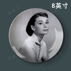 Slávna filmová, divadelná herečka Audrey Hepburn Dekoratívny tanier Abstraktný nástenný závesný tanier Remeselný tanier Domáca/hotelová dekorácia Veľkoobchod 8 palcov