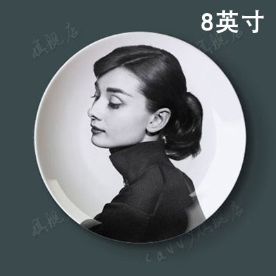 Slávna filmová, divadelná herečka Audrey Hepburn Dekoratívny tanier Abstraktný nástenný závesný tanier Remeselný tanier Domáca/hotelová dekorácia Veľkoobchod 8 palcov