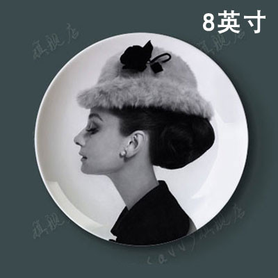 Slávna filmová, divadelná herečka Audrey Hepburn Dekoratívny tanier Abstraktný nástenný závesný tanier Remeselný tanier Domáca/hotelová dekorácia Veľkoobchod 8 palcov
