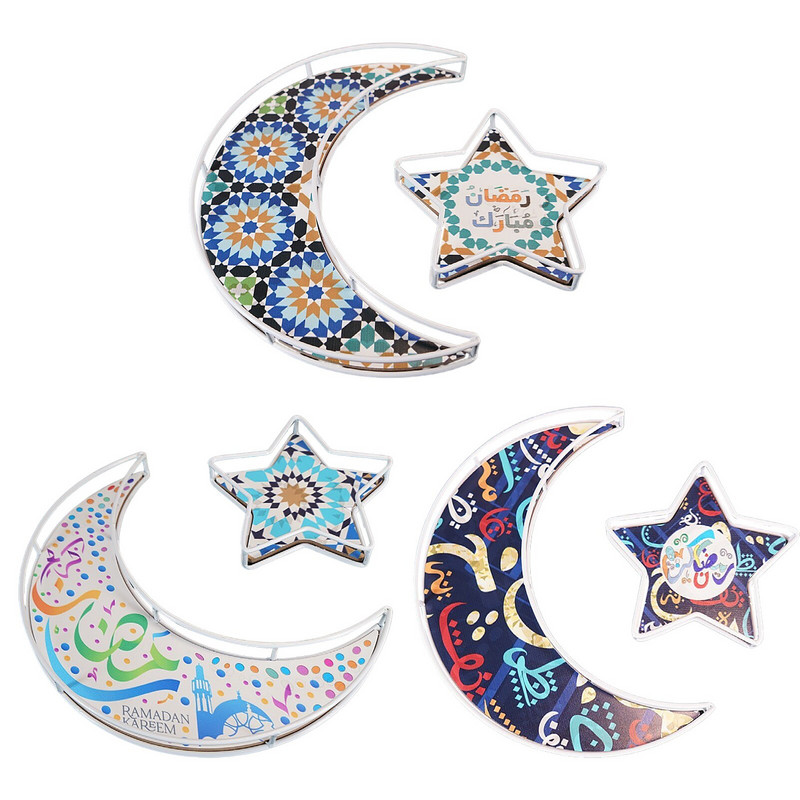 2 ks Ramadánsky mesiac a hviezda Dezertný tácok Iron Art Večera Tanier Jedálenský tanier Občerstvenie Kuchynský tanier Orechy Ovocný koláč Tácok Polmesiac Táco