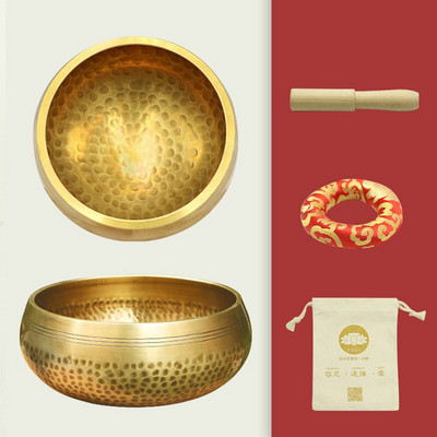 Nepal tibetan budist castron realizat manual set bol cântând pernă ciocan meditație geantă de depozitare bol cântând meditație 80 mm #D