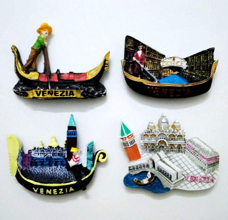 Rankų darbo dažytos gondolos Venecijoje, Italijoje 3D šaldytuvo magnetas kelionių suvenyrų šaldytuvas magnetiniai lipdukai namų dekoravimas