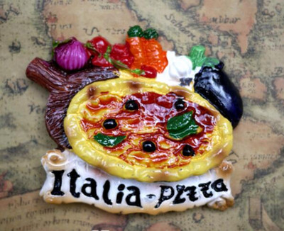 Ručne maľované 3D magnety na chladničku s ovocím a zeleninou, pizza, suveníry, magnetické nálepky na chladničku, darček