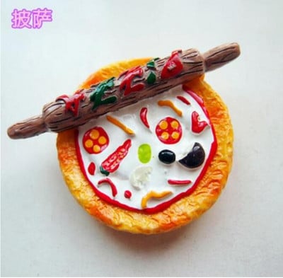 Ručne maľované 3D magnety na chladničku s ovocím a zeleninou, pizza, suveníry, magnetické nálepky na chladničku, darček
