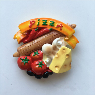 Ručne maľované 3D magnety na chladničku s ovocím a zeleninou, pizza, suveníry, magnetické nálepky na chladničku, darček