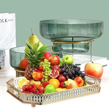 Скандинавска ретро тава за съхранение Златен правоъгълен стъклен органайзер за грим Тава Десертна чиния Дисплей за бижута Домашна кухня Декорация Ястие