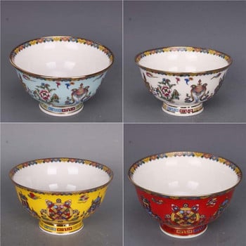 1 x династия Qing Qianlong пастелно рисувано злато Осем съкровища Pattern Bowl Антични занаяти Порцелан Декоративно обзавеждане за дома