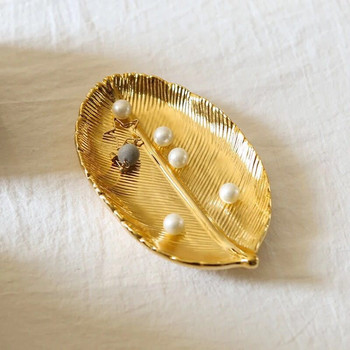Изнесено в Съединените щати Керамична чиния за бижута със златни листа Чиния за съхранение Ключова чиния Творческа декорация LB01114 съд за дрънкулки