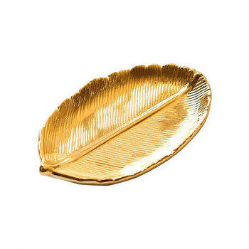 Εξαγωγή στις Ηνωμένες Πολιτείες Κεραμικό πιάτο κοσμήματος Golden Leaf Πιάτο αποθήκευσης Πιάτο κλειδιού Δημιουργικό διακοσμητικό πιάτο LB01114
