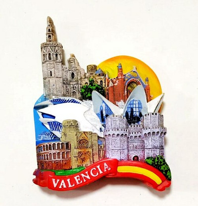 Ručne maľované 3D živicové magnety na chladničku, Španielsko, Valencia, turistické suveníry, magnetické nálepky na chladničku, darček