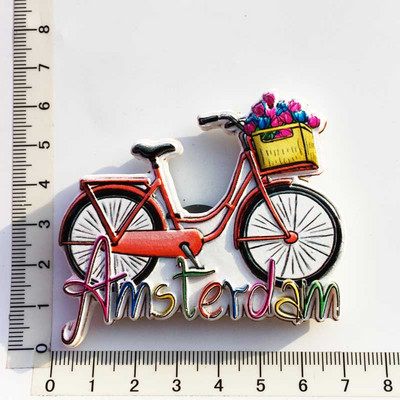 Ručne maľované amsterdamské pouličné bicykle, holandské 3D magnety na chladničku, turistické suveníry, magnetické nálepky na chladničku, darček