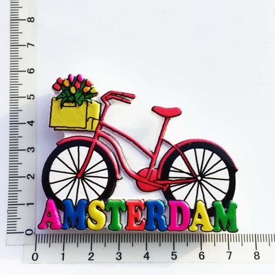 Ručne maľované amsterdamské pouličné bicykle, holandské 3D magnety na chladničku, turistické suveníry, magnetické nálepky na chladničku, darček