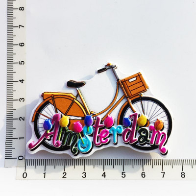 Ručne maľované amsterdamské pouličné bicykle, holandské 3D magnety na chladničku, turistické suveníry, magnetické nálepky na chladničku, darček