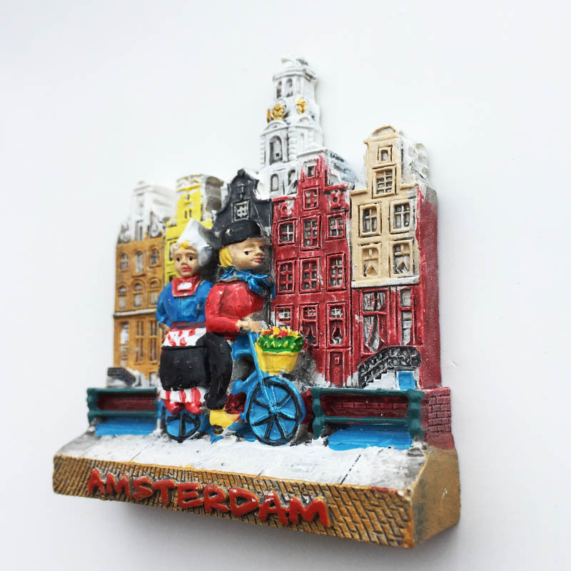 Ručne maľované amsterdamské pouličné bicykle, holandské 3D magnety na chladničku, turistické suveníry, magnetické nálepky na chladničku, darček
