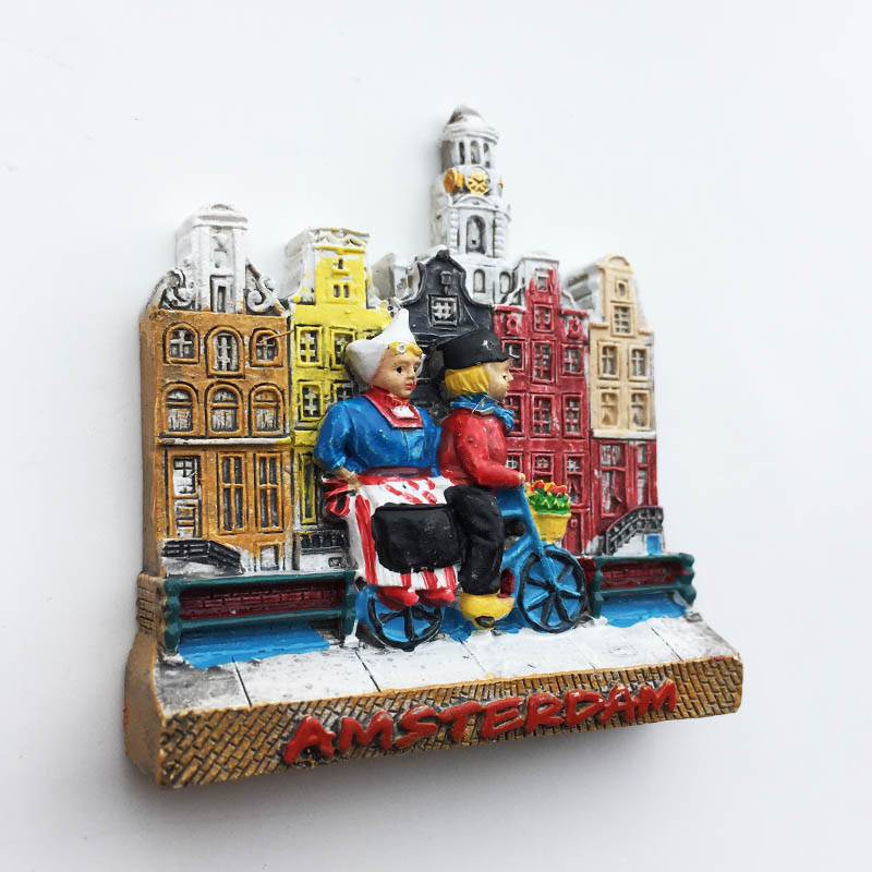Ručne maľované amsterdamské pouličné bicykle, holandské 3D magnety na chladničku, turistické suveníry, magnetické nálepky na chladničku, darček