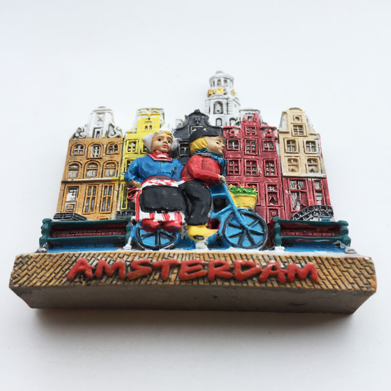 Ručne maľované amsterdamské pouličné bicykle, holandské 3D magnety na chladničku, turistické suveníry, magnetické nálepky na chladničku, darček