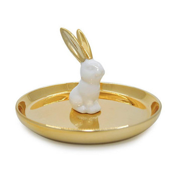 Κεραμικοί δίσκοι Golden Bunny Διακοσμητικό κολιέ με σκανδιναβικά κοσμήματα Δίσκος επίδειξης Διακόσμηση τραπεζιού στολίδι Διακόσμηση σαλονιού