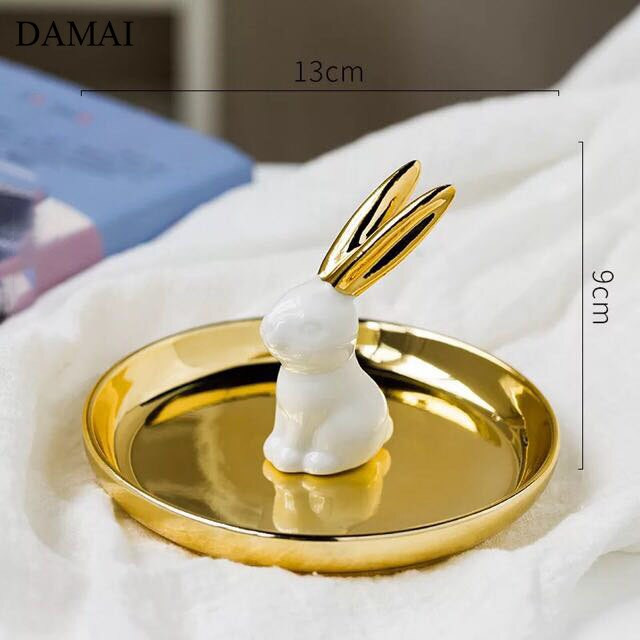 Keramické podnosy Golden Bunny Dekoratívne severské šperky Náhrdelník Zobrazovací podnos Toaletný stolík Dekoračné ozdoby Dekorácia obývacej izby